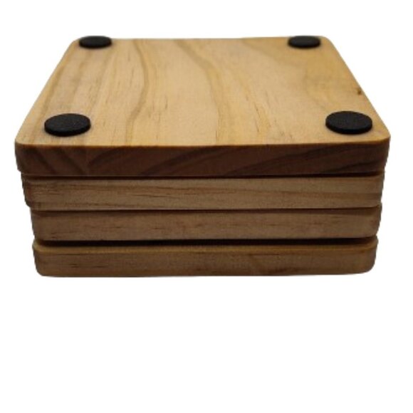 4" Wood Engraved Coasters. The Phoenix, Bird of Paradise, Shark, Tropical Island - Picture 5 of 8